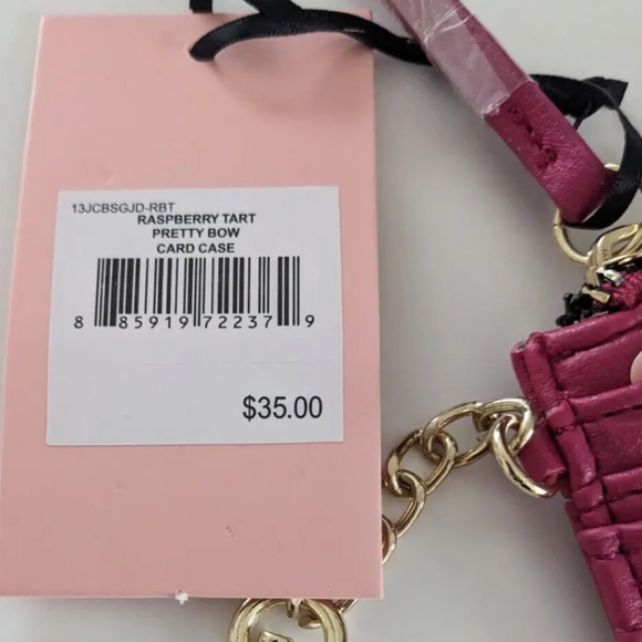 💕NWT Juicy Couture PRETTY BOW CARD CASE w/Heart Key Chain Logo RASPBERRY - Picture 7 of 7